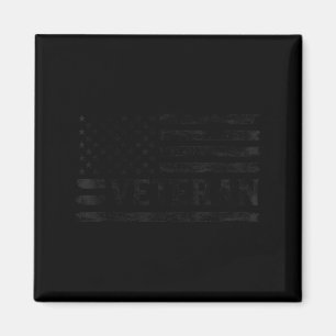 Veteran Black Vintage Usa Flag Fathers Day Patriot Magnet