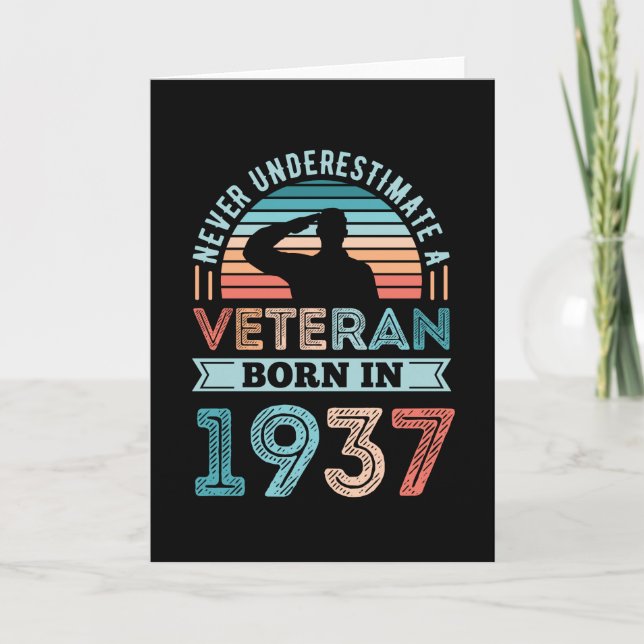 Veteran born 1937 90th Birthday Military Gift Card (Front)
