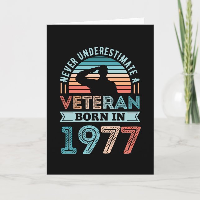 Veteran born 1977 50th Birthday Military Gift Card (Front)