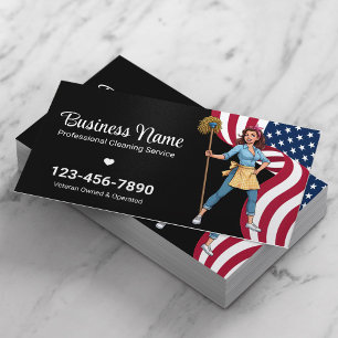 Veteran Cleaning Service Professional Housekeeping Business Card