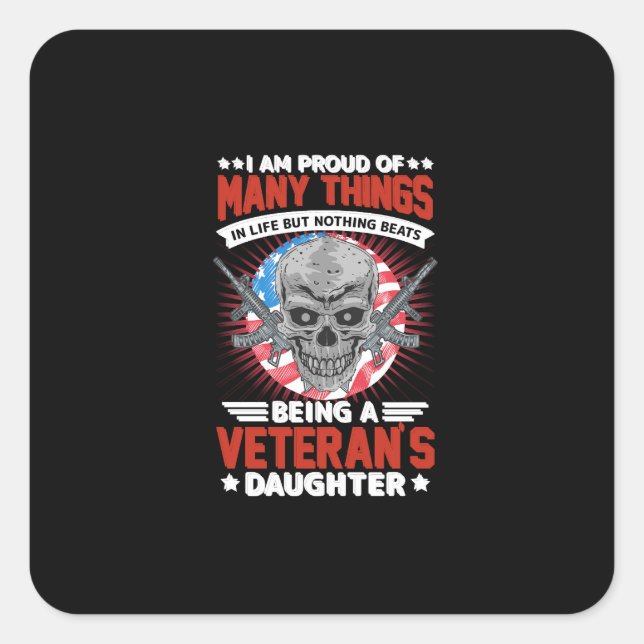 veteran daughter square sticker (Front)