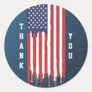 Veteran Day American Flag  Thank You  Classic Round Sticker