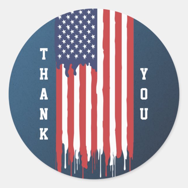 Veteran Day American Flag  Thank You  Classic Round Sticker (Front)