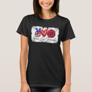 Veteran Day Peace Love Remember Red Poppy Flower S T-Shirt