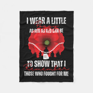 Veteran Day Red Poppy Flower Usa Memorial Day Fleece Blanket