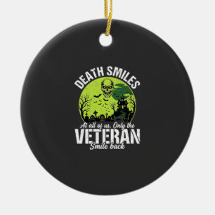 Veteran Death Smiles Halloween Design_1 Ceramic Tree Decoration