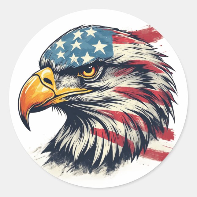 Veteran Eagle Gift – American Flag Design Classic Round Sticker (Front)
