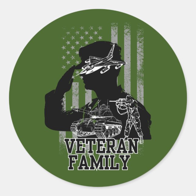 Veteran Family Classic Round Sticker (Front)