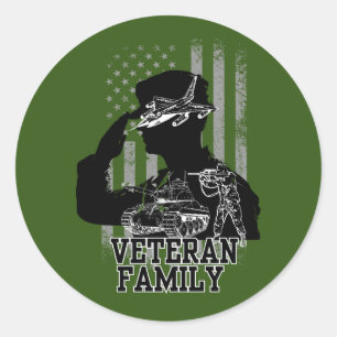 Veteran Family Classic Round Sticker