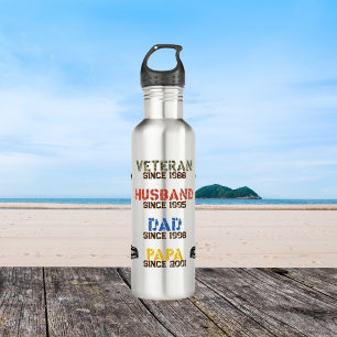 Veteran Father Husband Dad Grandpa Family Gift 710 Ml Water Bottle