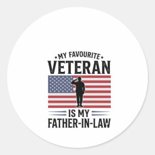 Veteran Father In Law Patriotic Vintage Quote Desi Classic Round Sticker