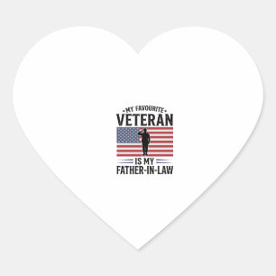 Veteran Father In Law Patriotic Vintage Quote Desi Heart Sticker