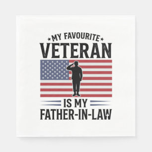 Veteran Father In Law Patriotic Vintage Quote Desi Napkin