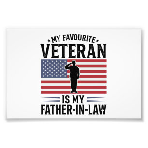 Veteran Father In Law Patriotic Vintage Quote Desi Photo Print