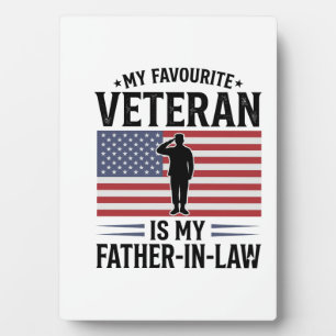 Veteran Father In Law Patriotic Vintage Quote Desi Plaque