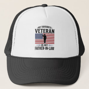Veteran Father In Law Patriotic Vintage Quote Desi Trucker Hat