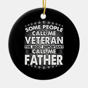 Veteran Father Proud Military Tribute Ceramic Tree Decoration
