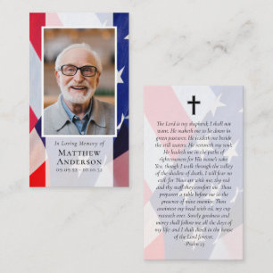 Veteran Flag Photo Memorial Prayer Card