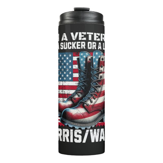 Veteran For Harris Walz Election 2024  Thermal Tumbler (Front)