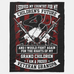 Veteran Grandpa  Fleece Blanket