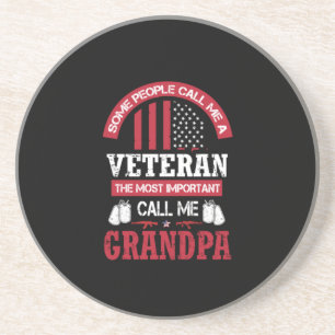 Veteran Grandpa Patriotic Military Tribute Coaster