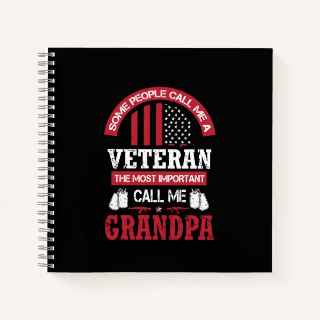 Veteran Grandpa | Patriotic Military Tribute Notebook (Front)