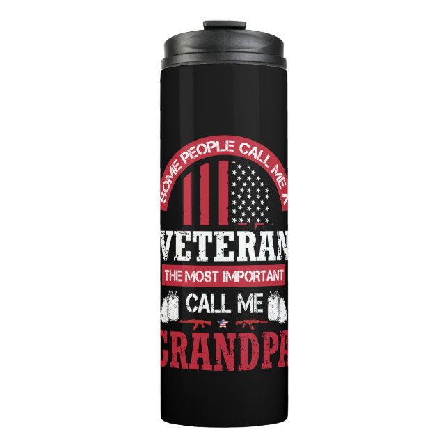 Veteran Grandpa | Patriotic Military Tribute Thermal Tumbler (Front)