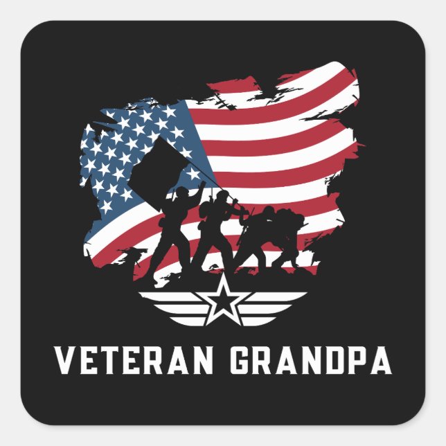 Veteran Grandpa Square Sticker (Front)