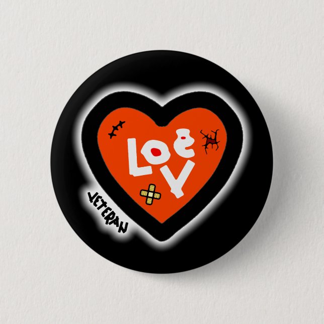 Veteran heart (knows love) button (Front)