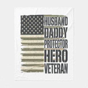 Veteran Husband Daddy Protector Hero Flag Shirt De Fleece Blanket