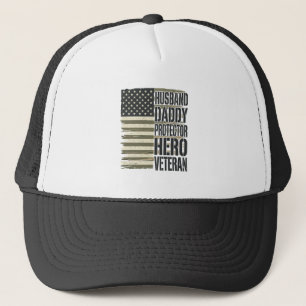 Veteran Husband Daddy Protector Hero Flag Shirt De Trucker Hat