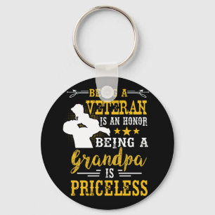 Veteran Is An Honour Being A Grandpa Is Priceless Key Ring