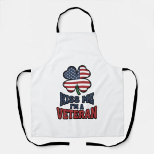 Veteran Kiss Me Patriotic Clover Vintage Shirt_1 Apron