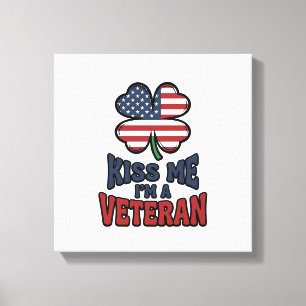 Veteran Kiss Me Patriotic Clover Vintage Shirt_1 Canvas Print