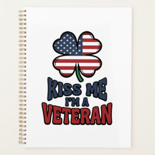 Veteran Kiss Me Patriotic Clover Vintage Shirt_1 Planner