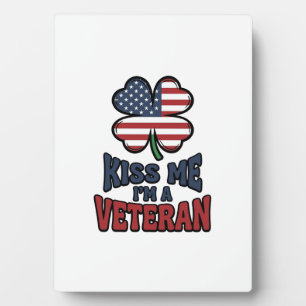 Veteran Kiss Me Patriotic Clover Vintage Shirt_1 Plaque