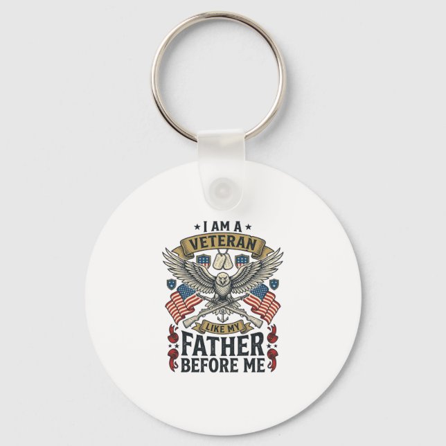 Veteran Like My Father Before Me Eagle Key Ring (Front)