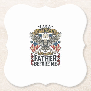 Veteran Like My Father Before Me Eagle Paper Coaster