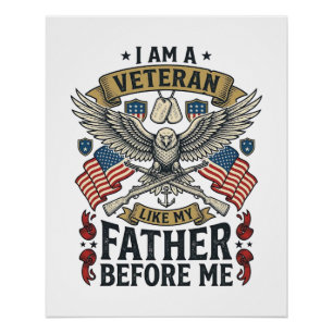 Veteran Like My Father Before Me Eagle Poster