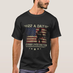 Veteran Lives 22 Day Suicide Awareness Ptsd Vetera T-Shirt