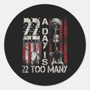 Veteran Lives Suicide Awareness Ptsd Veteran 22 Da Classic Round Sticker