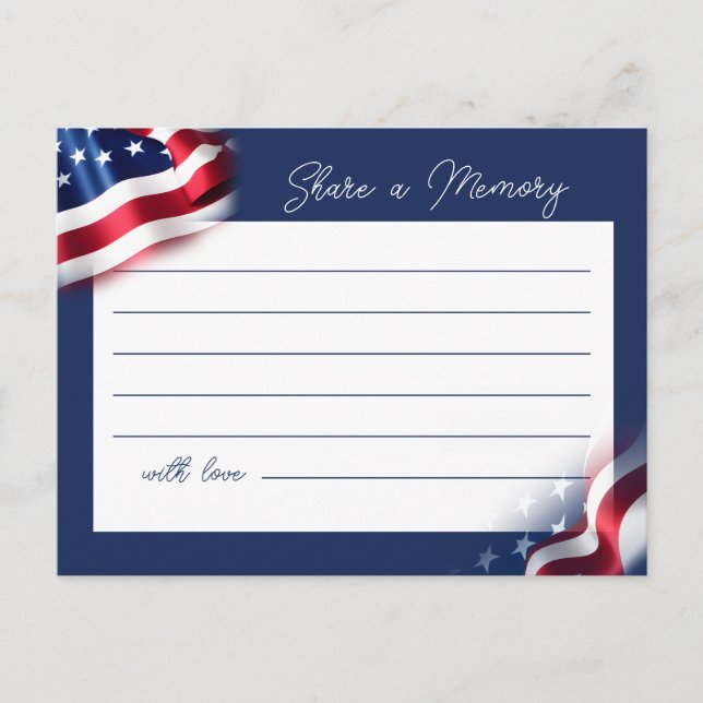Veteran Memorial Share a Memory Cards (Front)