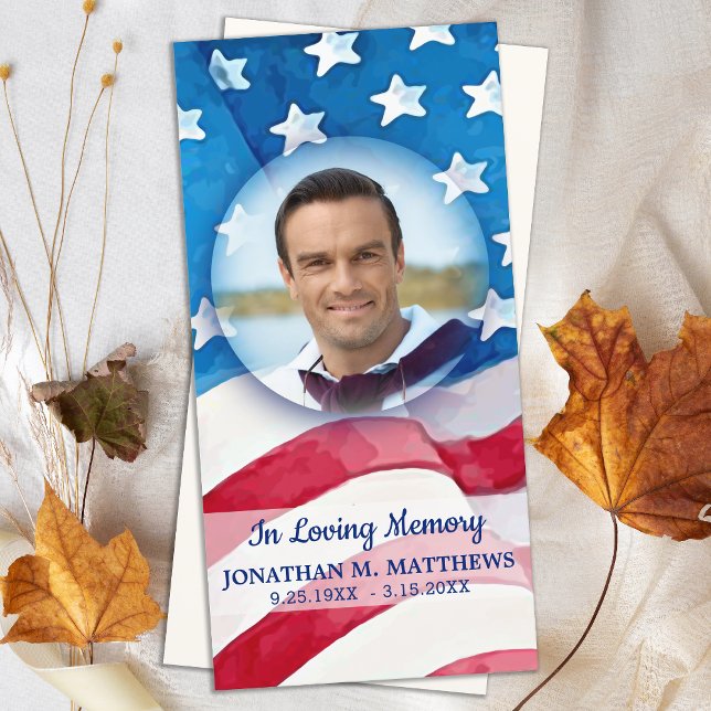 Veteran Memorial US American Flag Military Funeral Thank You Card (Creator Uploaded)