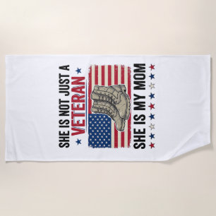 Veteran Mum Patriotic Military Boots Shirt Design_ Beach Towel