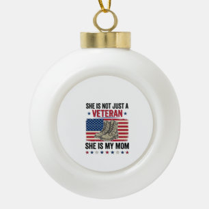 Veteran Mum Patriotic Military Boots Shirt Design_ Ceramic Ball Christmas Ornament