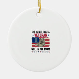 Veteran Mum Patriotic Military Boots Shirt Design_ Ceramic Tree Decoration