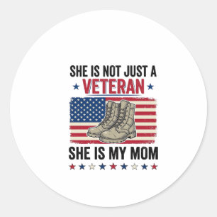 Veteran Mum Patriotic Military Boots Shirt Design_ Classic Round Sticker