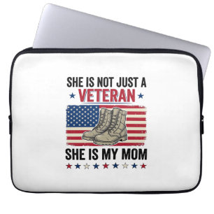Veteran Mum Patriotic Military Boots Shirt Design_ Laptop Sleeve