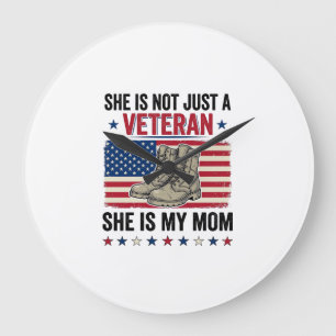 Veteran Mum Patriotic Military Boots Shirt Design_ Large Clock