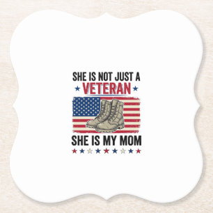 Veteran Mum Patriotic Military Boots Shirt Design_ Paper Coaster